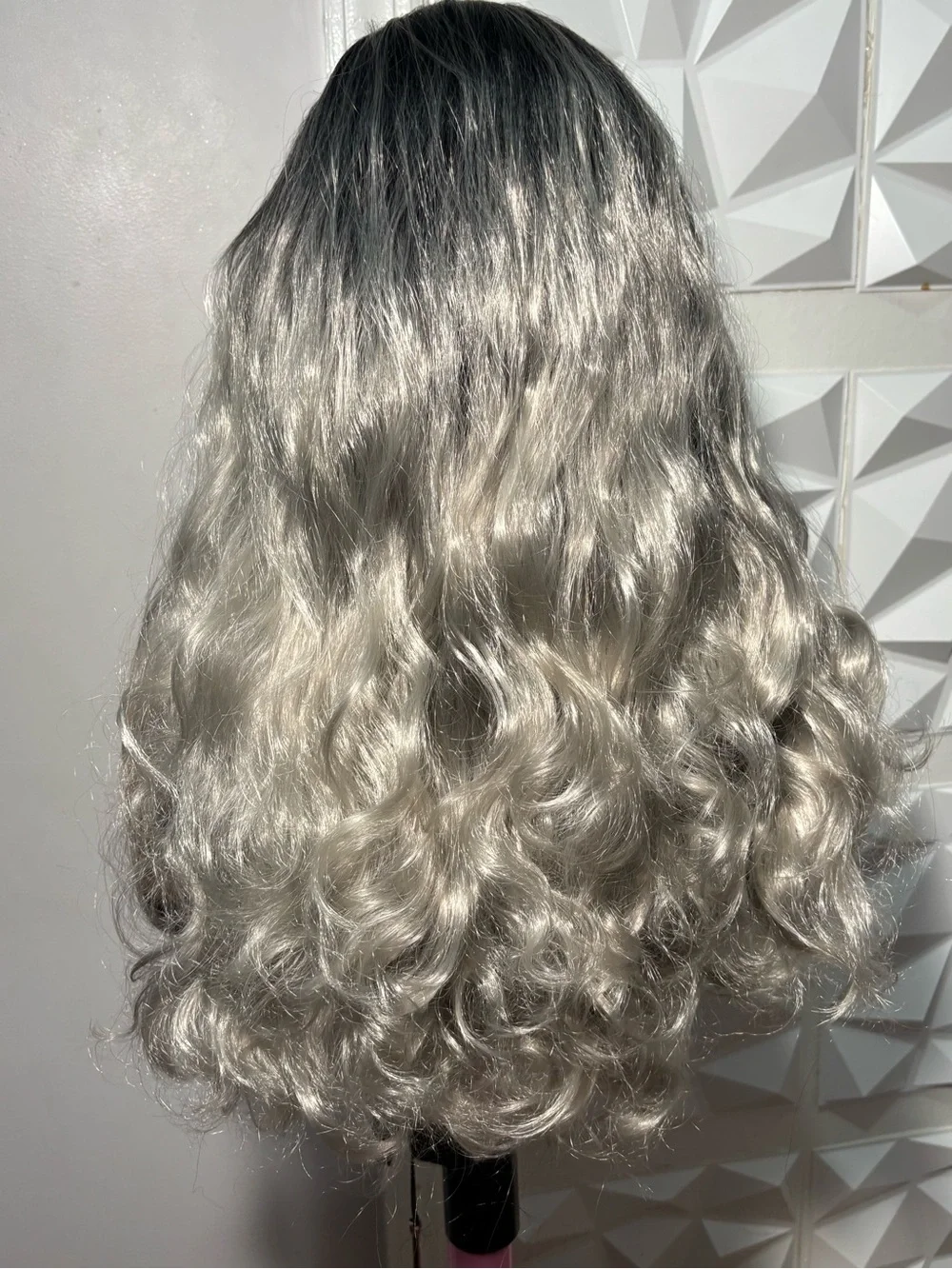 18 Inch Super Soft Bounce Headband Wig Black Silver Gray Ombre Wavy Heat Safe Ha